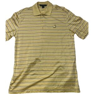Masters Collection 100% Pima Cotton Polo, Yellow W/ Horizontal Pinstripes, Large